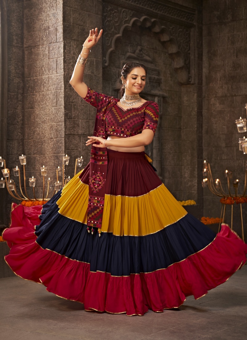 Buy Multi Color Rayon Navratri Chaniya Choli KF2406168 Online UK